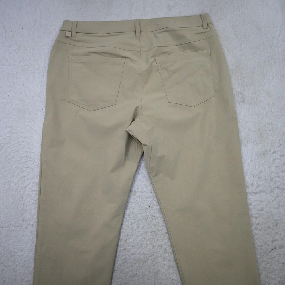 Lululemon Commission Pant Mens 34 x 30 Slim Tan Warpstreme 5 Pocket Hidden Zip